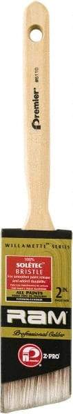 Premier Paint Roller - 2" Angled Polyester General Purpose Paint Brush - 3" Bristle Length, 2" Wood Sash Handle - Eagle Tool & Supply