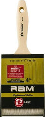 Premier Paint Roller - 4" Flat Polyester General Purpose Paint Brush - 2-3/4" Bristle Length, 4" Wood Beavertail Handle - Eagle Tool & Supply