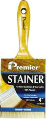 Premier Paint Roller - 4" Flat Polyester Stainer Brush - 3" Bristle Length, 6-1/2" Wood Beavertail Handle - Eagle Tool & Supply