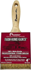 Premier Paint Roller - 4" Flat White China Bristle Stainer Brush - 2-5/8" Bristle Length, 6" Wood Beavertail Handle - Eagle Tool & Supply