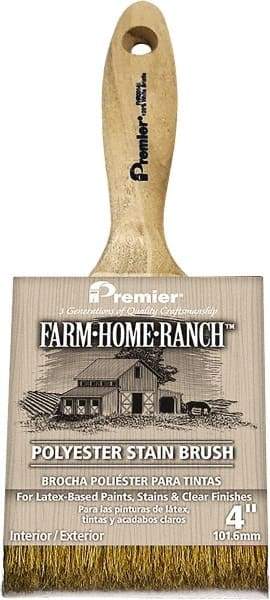 Premier Paint Roller - 2-1/2" Flat Polyester Stainer Brush - 2-3/4" Bristle Length, 6" Wood Beavertail Handle - Eagle Tool & Supply