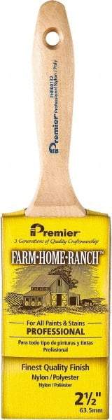 Premier Paint Roller - 2-1/2" Flat Nylon/Polyester General Purpose Paint Brush - 3" Bristle Length, 5-1/2" Wood Beavertail Handle - Eagle Tool & Supply