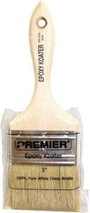 Premier Paint Roller - 3" Flat White China Bristle Varnish Brush - 2-1/4" Bristle Length, 5-1/2" Wood Beavertail Handle - Eagle Tool & Supply