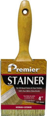 Premier Paint Roller - 4" Flat White China Bristle Stainer Brush - 2-3/4" Bristle Length, 5-1/4" Wood Beavertail Handle - Eagle Tool & Supply