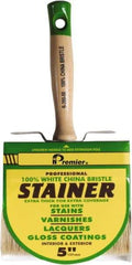 Premier Paint Roller - 5" Flat White China Bristle Stainer Brush - 3" Bristle Length, 5-1/4" Wood Threaded Wood Handle - Eagle Tool & Supply