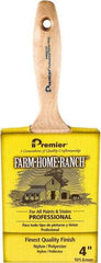 Premier Paint Roller - 4" Flat Nylon/Polyester General Purpose Paint Brush - 3-1/2" Bristle Length, 5-3/4" Wood Beavertail Handle - Eagle Tool & Supply