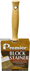 Premier Paint Roller - 4" Flat Polyester/Natural Stainer Brush - 3" Bristle Length, 5-1/4" Wood Threaded Wood Handle - Eagle Tool & Supply