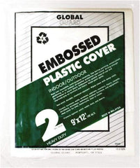 Premier Paint Roller - Medium Weight Plastic Drop Cloth - 12' x 9', 2 mil Thick, Off White - Eagle Tool & Supply