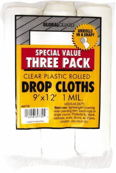 Premier Paint Roller - Medium Weight Plastic Drop Cloth - 12' x 9', 1 mil Thick, Off White - Eagle Tool & Supply