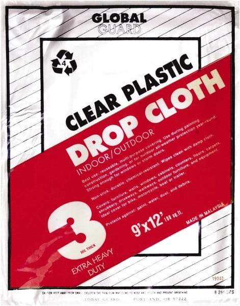Premier Paint Roller - Medium Weight Plastic Drop Cloth - 12' x 9', 3 mil Thick, Off White - Eagle Tool & Supply