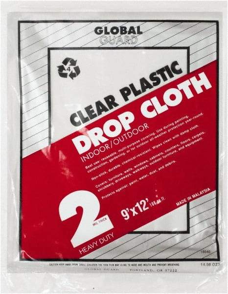Premier Paint Roller - Medium Weight Plastic Drop Cloth - 12' x 9', 2 mil Thick, Off White - Eagle Tool & Supply