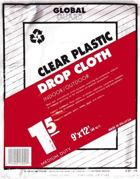 Premier Paint Roller - Medium Weight Plastic Drop Cloth - 12' x 9', 1.5 mil Thick, Off White - Eagle Tool & Supply