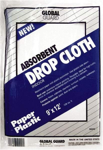 Premier Paint Roller - Medium Weight Paper Drop Cloth - 12' x 9', 1 mil Thick, Off White - Eagle Tool & Supply