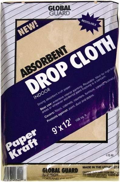 Premier Paint Roller - Medium Weight Paper Drop Cloth - 12' x 9', 1 mil Thick, Off White - Eagle Tool & Supply