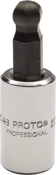 Proto - 1/4" Drive, 1/4" Hex Bit Socket - 1-1/2" OAL, 1.047" Bit Length, Ball End - Eagle Tool & Supply