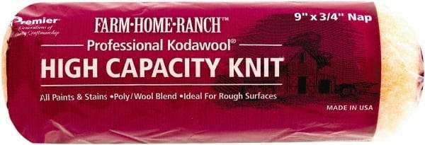 Premier Paint Roller - 3/4" Nap, 9" Wide Paint Roller Cover - Rough Texture, Polyester & Wool - Eagle Tool & Supply