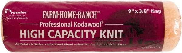 Premier Paint Roller - 3/8" Nap, 9" Wide Paint Roller Cover - Semi-Smooth Texture, Polyester & Wool - Eagle Tool & Supply