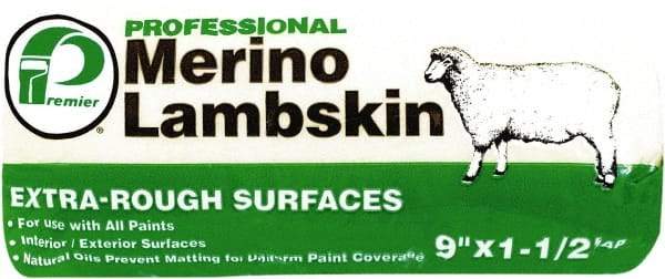 Premier Paint Roller - 1-1/2" Nap, 9" Wide Paint Roller Cover - Extra-Rough Texture, Lambskin - Eagle Tool & Supply