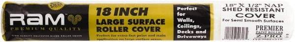 Premier Paint Roller - 1/2" Nap, 18" Wide Paint Roller Cover - Semi-Rough Texture, Polyester - Eagle Tool & Supply