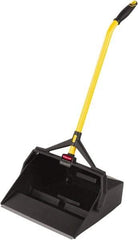 Rubbermaid - 16-7/8" Wide x 29" Deep x 12" High Handheld Dustpan - Plastic Body, 27" Handle, Black - Eagle Tool & Supply