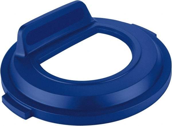 Rubbermaid - Round Lid for Use with 32 Gal Round Recycle Containers - Blue, Polyethylene, For Brute Trash Cans - Eagle Tool & Supply