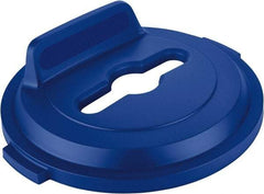 Rubbermaid - Round Lid for Use with 32 Gal Round Recycle Containers - Blue, Polyethylene, For Brute Trash Cans - Eagle Tool & Supply