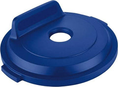 Rubbermaid - Round Lid for Use with 32 Gal Round Recycle Containers - Blue, Polyethylene, For Brute Trash Cans - Eagle Tool & Supply