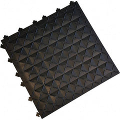 Ergo Advantage - 18" Long x 18" Wide x 1" Thick, Anti-Fatigue Modular Matting Anti-Fatigue Flooring - 2 Interlocking Sides, Black, For Dry Areas - Eagle Tool & Supply