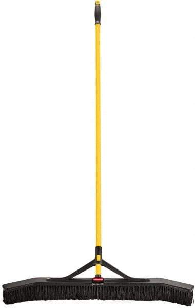 Rubbermaid - 36" Medium Duty Synthetic Push Broom - 3" Bristle Length, Foam Block, Threaded Handle Connection, Handle Included - Eagle Tool & Supply