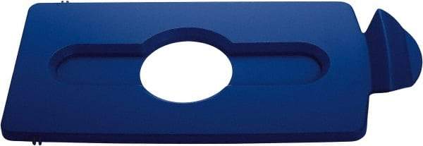 Rubbermaid - Rectangle Lid for Use with 23 Gal Rectangular Recycle Containers - Blue, Polypropylene, For Slim Jim Trash Cans - Eagle Tool & Supply