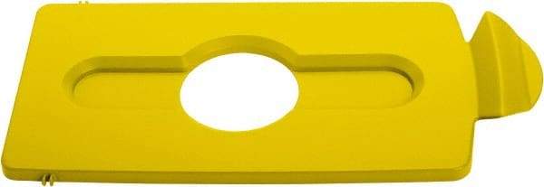 Rubbermaid - Rectangle Lid for Use with 23 Gal Rectangular Recycle Containers - Yellow, Polypropylene, For Slim Jim Trash Cans - Eagle Tool & Supply