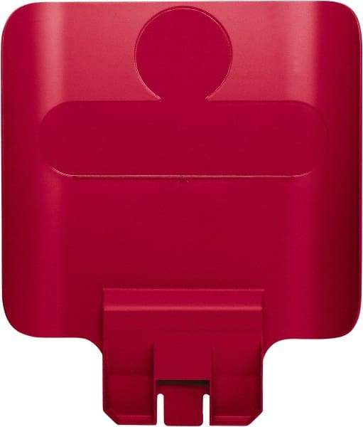 Rubbermaid - Square Lid for Use with 23 Gal Rectangular Recycle Containers - Red, Polypropylene, For Slim Jim Trash Cans - Eagle Tool & Supply