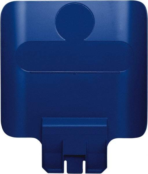 Rubbermaid - Square Lid for Use with 23 Gal Rectangular Recycle Containers - Blue, Polypropylene, For Slim Jim Trash Cans - Eagle Tool & Supply