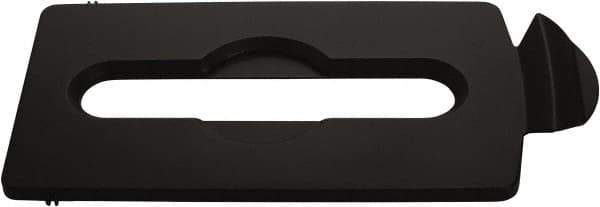 Rubbermaid - Rectangle Lid for Use with 23 Gal Rectangular Recycle Containers - Black, Polypropylene, For Slim Jim Trash Cans - Eagle Tool & Supply