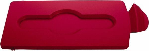 Rubbermaid - Rectangle Lid for Use with 23 Gal Rectangular Recycle Containers - Red, Polypropylene, For Slim Jim Trash Cans - Eagle Tool & Supply