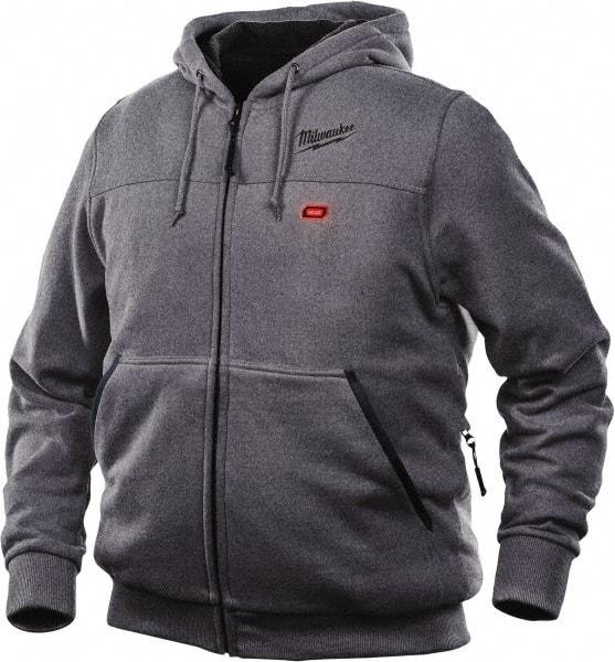 Milwaukee Tool - Size 2XL Heated Sweatshirt - Gray, Polyester, Zipper Closure, 45 to 48" Chest - Eagle Tool & Supply