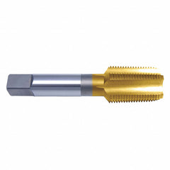 ‎3/8-18 NPTF 4 Flute HSS Medium Hook Taper CNC Extra Length Taper Pipe Tap- TiN - Exact Industrial Supply