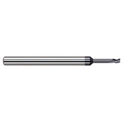 Square End Mill: 1/64'' Dia, 0.022'' LOC, 1/8'' Shank Dia, 2-1/2'' OAL, 3 Flutes, Solid Carbide Single End, AlTiN Finish, 30 ° Helix, Centercutting, RH Cut, RH Flute