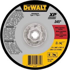 DeWALT - 6" Ceramic Cutoff Wheel - 0.045" Thick, 5/8-11 Arbor, 10,100 Max RPM, Use with Angle Grinders - Eagle Tool & Supply