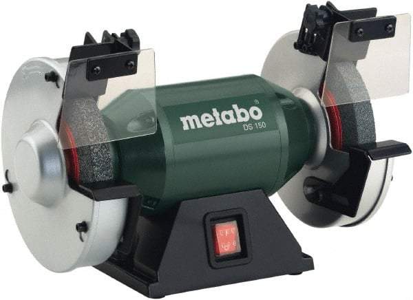 Metabo - 6" Wheel Diam x 3/4" Wheel Width, 0.4 hp Bench Grinder - 1/2" Arbor Hole Diam, 1 Phase, 3,570 Max RPM, 120 Volts - Eagle Tool & Supply