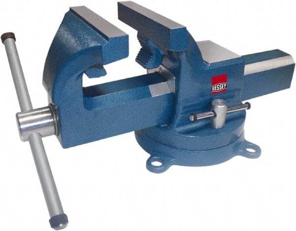Bessey - 8" Jaw Width, 10" Opening Capacity, 4-1/8" Throat Depth, Steel Swivel Bench Vise - Bolt Down Base Attachment - Eagle Tool & Supply