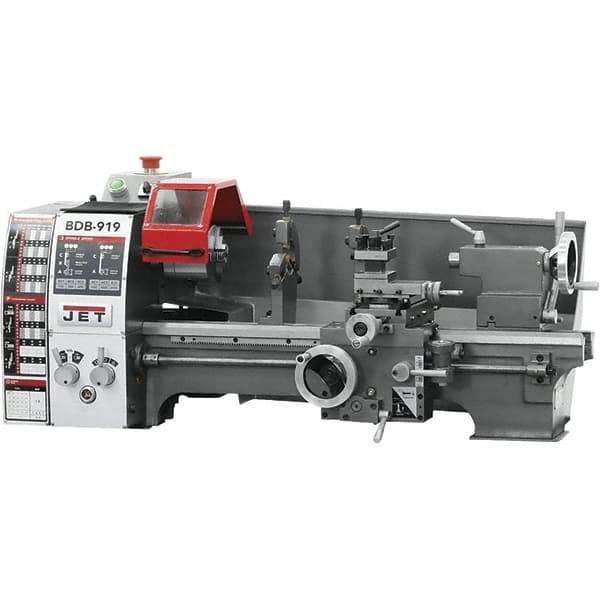 Jet - 8-3/4" Swing, 18" Between Centers, 115 Volt, Single Phase Bench Lathe - 3MT Taper, 3/4 hp, 130 to 2,000 RPM, 3/4" Bore Diam, 20" Deep x 30" High x 40" Long - Eagle Tool & Supply