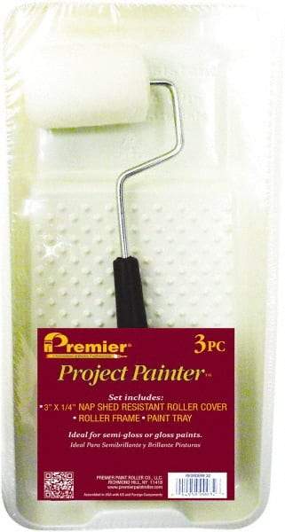 Premier Paint Roller - 14-3/4" Long, 1/4" Nap, Wall Paint Roller Set - 7-1/2" Wide, Steel Frame, Includes Paint Tray, Roller Cover & Frame - Eagle Tool & Supply