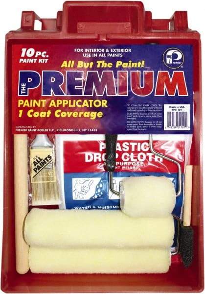 Premier Paint Roller - 1/2" Nap, Wall Paint Roller Set - 10" Wide, Steel Frame, Includes Paint Tray, Roller Cover & Frame - Eagle Tool & Supply