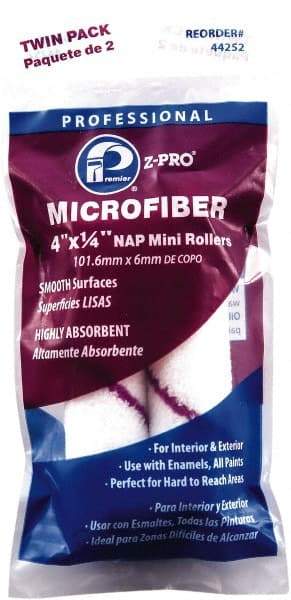 Premier Paint Roller - 1/4" Nap, 4" Wide Paint Mini Roller Covers - Smooth Texture, Microfiber - Eagle Tool & Supply