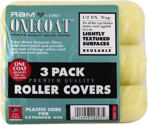 Premier Paint Roller - 1/2" Nap, 9" Wide Paint Mini Roller Covers - Semi-Rough Texture, Polyester - Eagle Tool & Supply