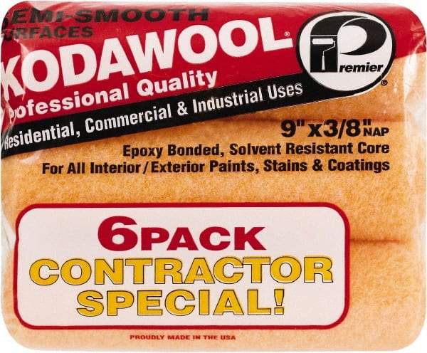 Premier Paint Roller - 3/8" Nap, 9" Wide Paint Roller Cover - Semi-Smooth Texture, Polyester & Wool - Eagle Tool & Supply