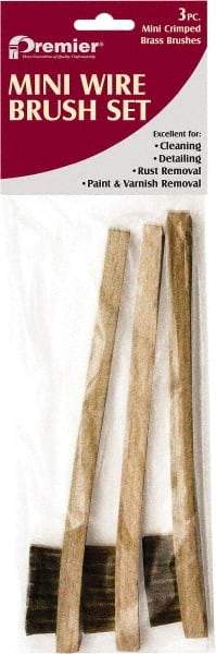 Premier Paint Roller - 3 Piece Brass Surface Preparation Wire Brush - 1/2" Bristle Length, 1/2" Wide, 8" OAL, Wood Block, Straight Wood Handle - Eagle Tool & Supply