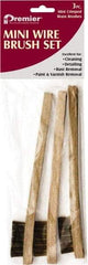 Premier Paint Roller - 3 Piece Brass Surface Preparation Wire Brush - 1/2" Bristle Length, 1/2" Wide, 8" OAL, Wood Block, Straight Wood Handle - Eagle Tool & Supply