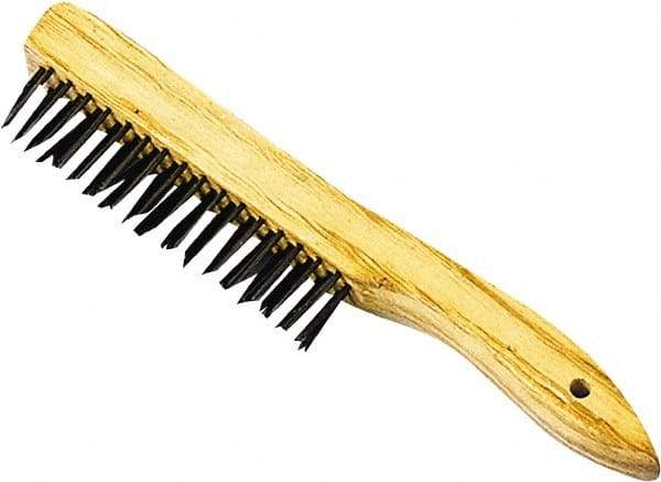 Premier Paint Roller - Steel Surface Preparation Wire Brush - 1" Bristle Length, 1" Wide, 10-1/2" OAL, Wood Block, Tapered Wood Handle - Eagle Tool & Supply